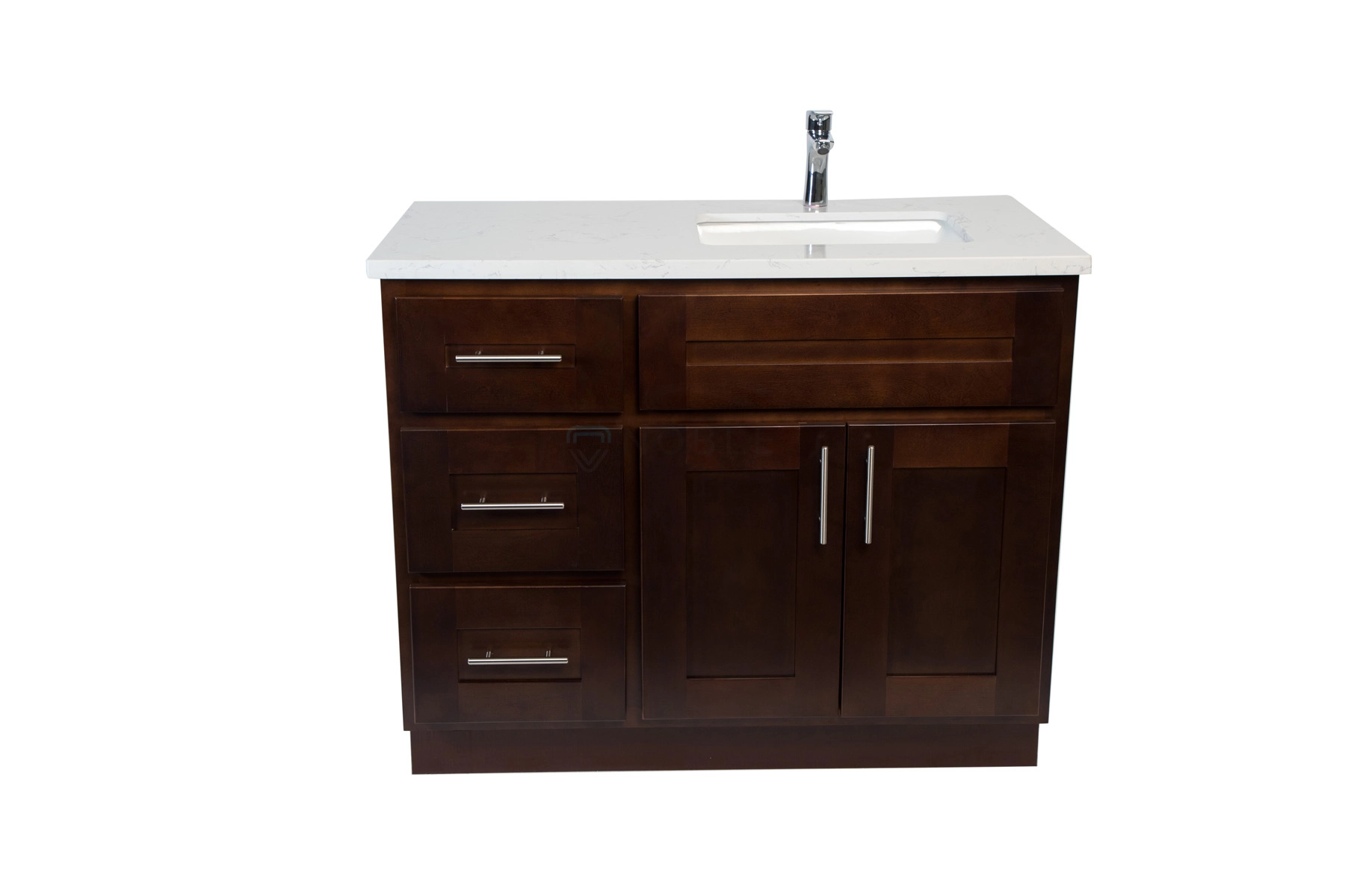 36 inch Ghazania MDF Espresso Vanity with Left:Right Drawers Sink and Countertop at Noble Vanity Mississauga146