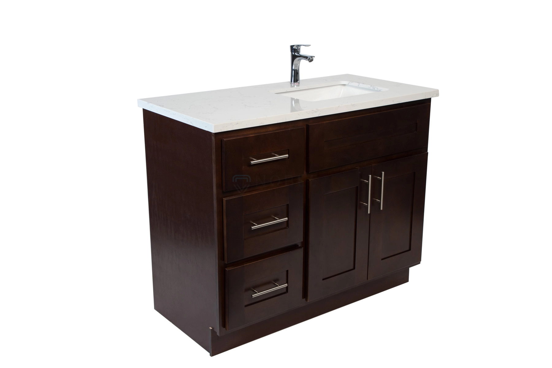 36 inch Ghazania MDF Espresso Vanity with Left:Right Drawers Sink and Countertop at Noble Vanity Mississauga147