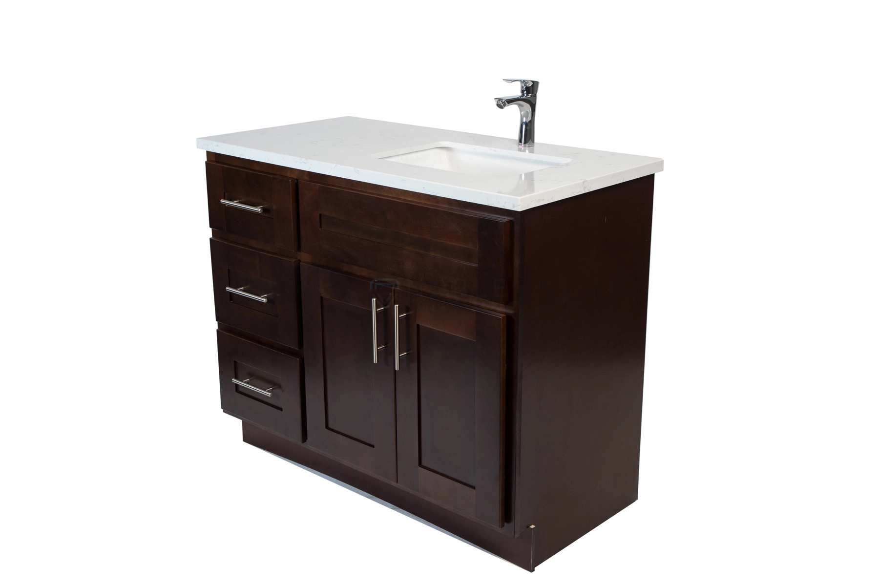 36 inch Ghazania MDF Espresso Vanity with Left:Right Drawers Sink and Countertop at Noble Vanity Mississauga148