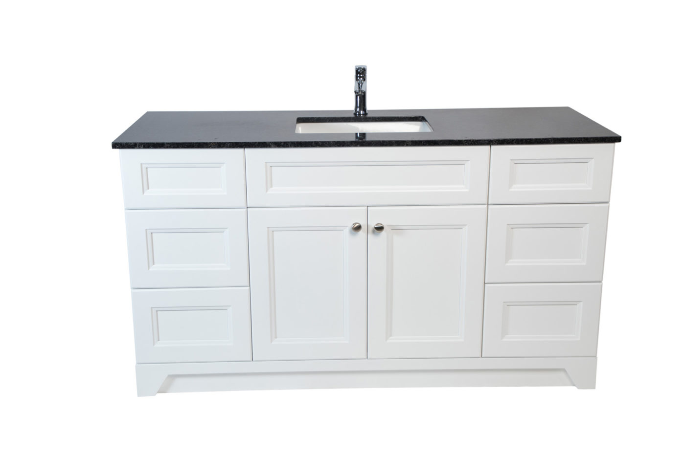 60 Inch SolidWood Modern Shaker White Vanity With Countertop And SongleDouble Sink182 